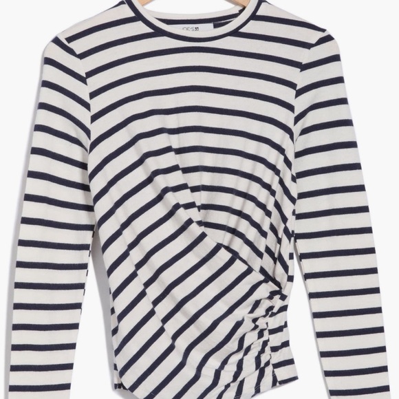 Joe’s Jean Navy White Asymmetrical Cross Front Top Sweater SZ M NWT - Picture 3 of 3